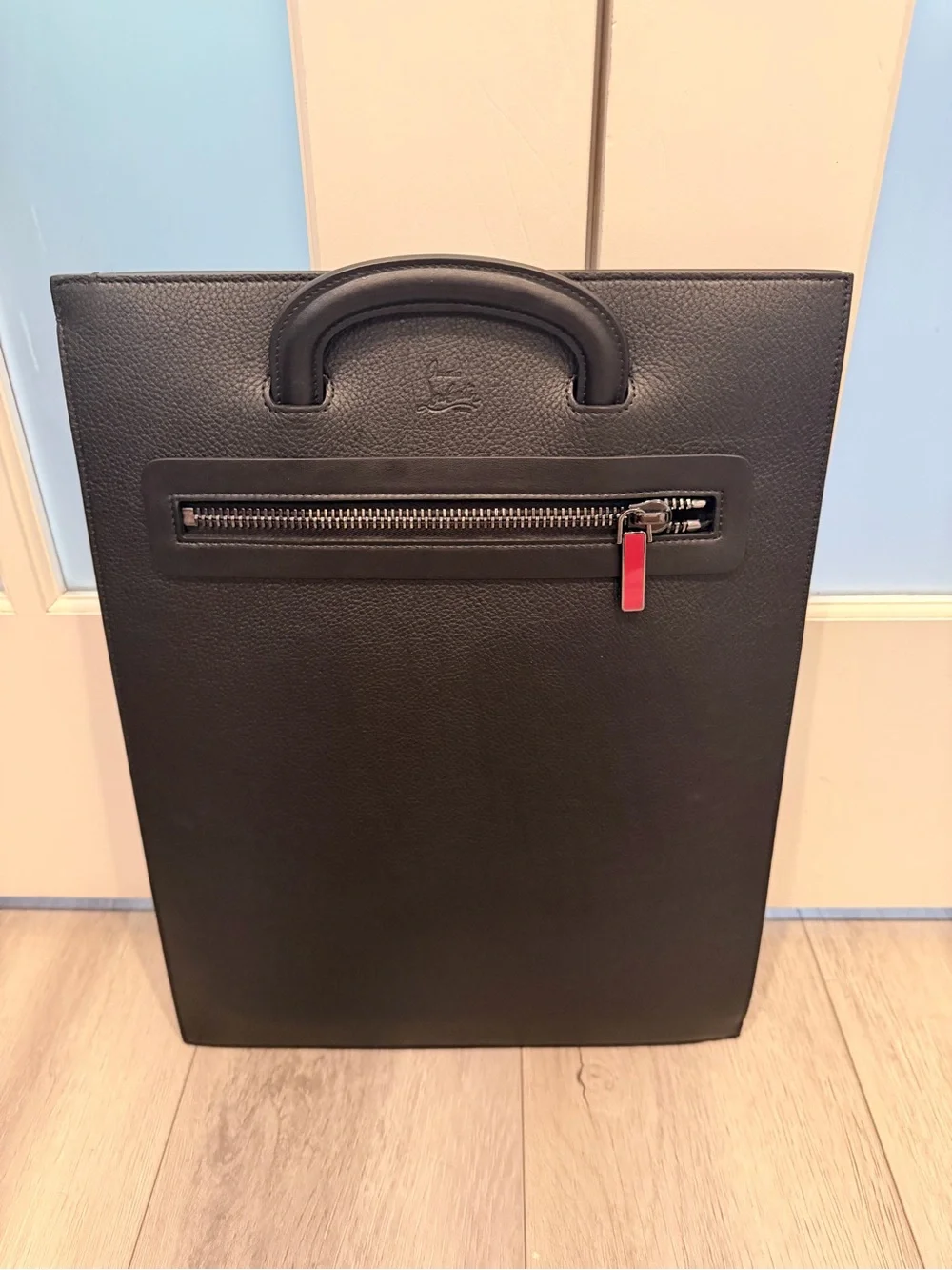 Christina Louboutin Trictrac Portfolio Bag  Studded Black Leather COA
